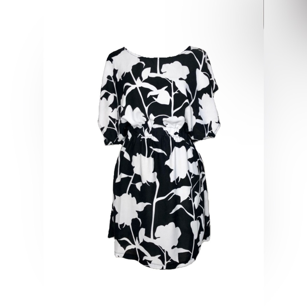 Bebe Black & White Floral Print Mini Summer Dress
